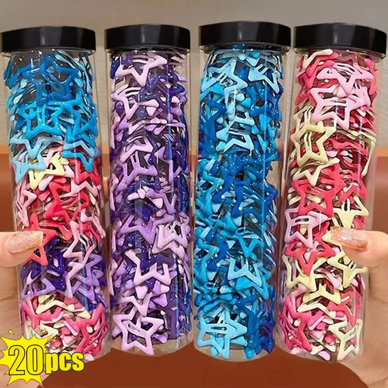 

10/20Pcs Y2K Bobby Pin Girl Colorful Stars Barrettes Metal Snap Clips Korean BB Hairpins Crab Stick Headwear Hair Accessories