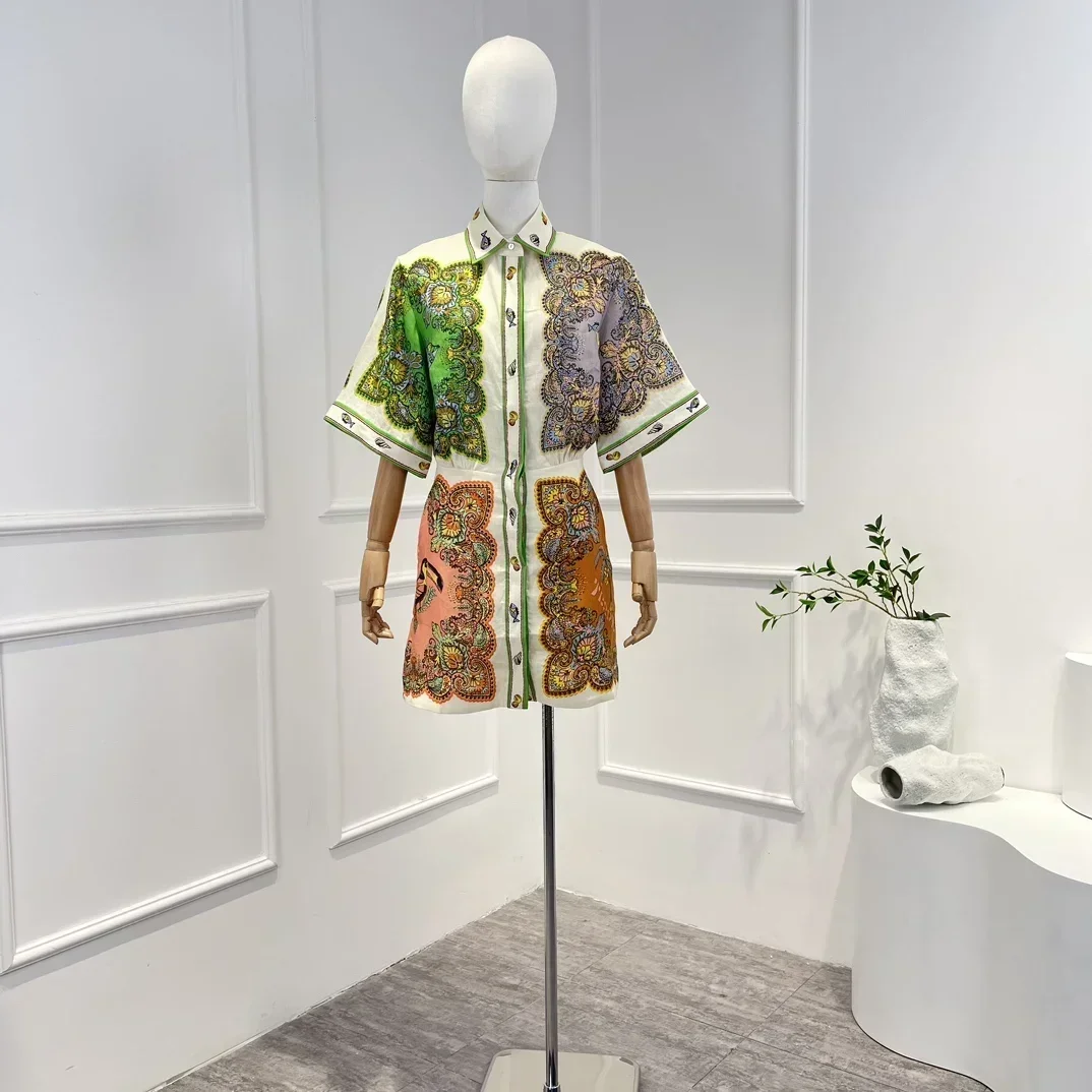 Linen 2023 Top Quality New Arrivals Vintage Casual Floral Print Half Sleeve Buttons Woman Mini Dress for Holiday
Linen 2023 Top Quality New Arrivals Vintage Casual Floral Print Half Sleeve Buttons Woman Mini Dress for Holiday