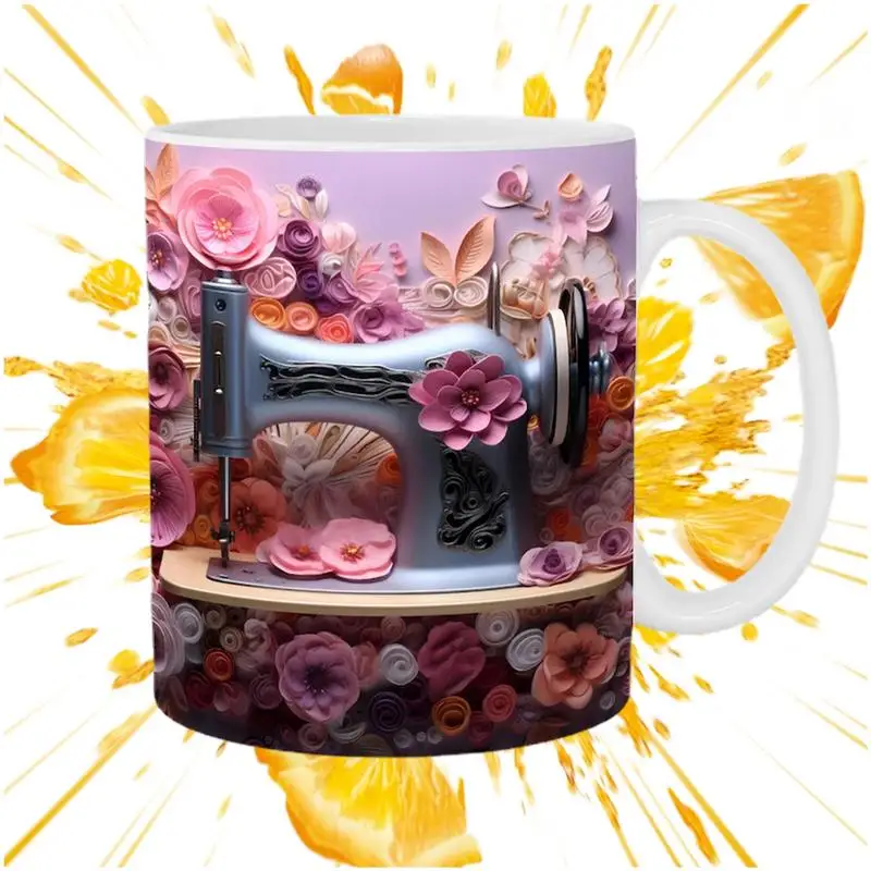 

Керамическая чайная чашка, кофейная кружка 350 мл, керамическая кофейная чашка, Дорожные Кружки с 3D плоской окрашенной машинкой, узор для дома для женщин