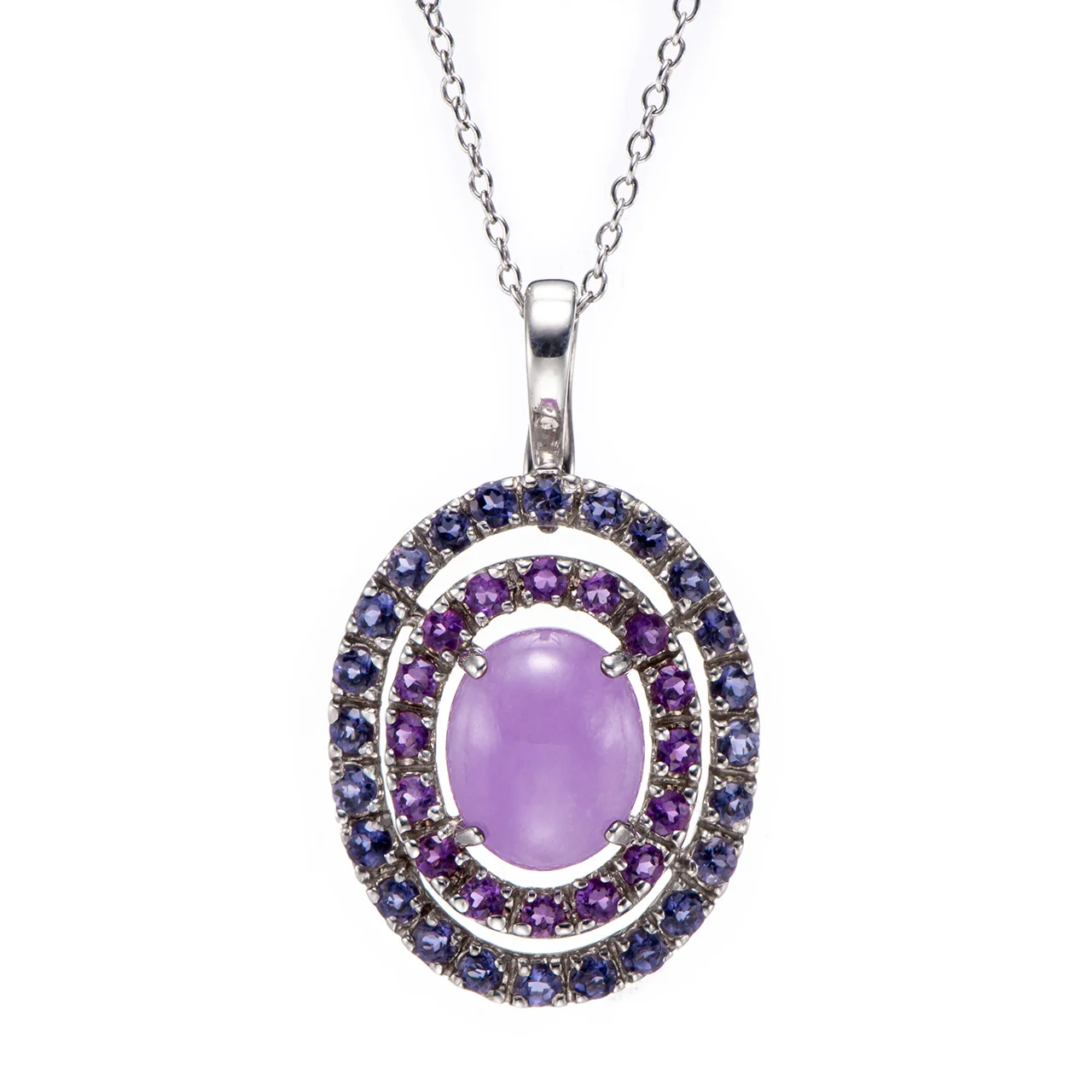 Chalcedony-Purple,Amethyst,Iolite Rhodium Over Sterling Silver Pendant with Chain
Chalcedony-Purple,Amethyst,Iolite Rhodium Over Sterling Silver Pendant with Chain