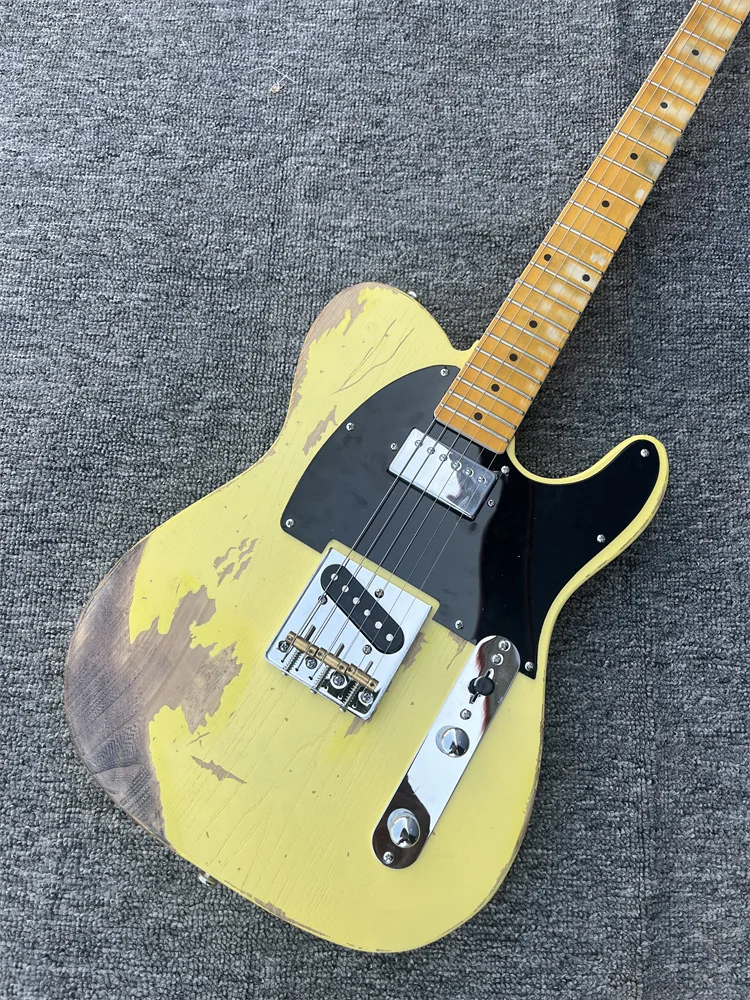 

Тяжелая Relic TL электрическая гитара Alder Body Maple Neck состаренная фурнитура желтого цвета нитро лаковая отделка может быть настроена