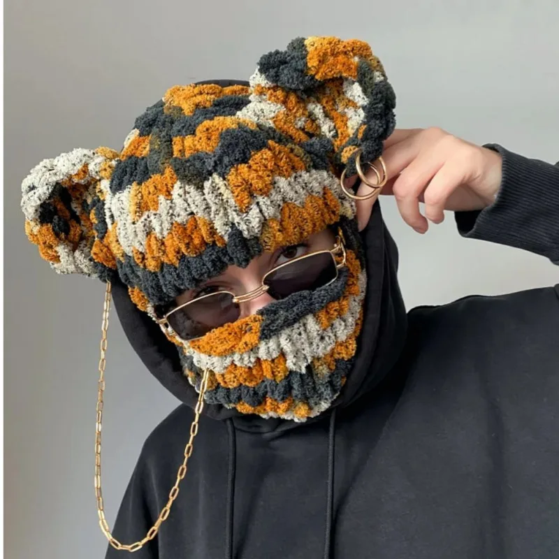 Winter Lovely Bear Ears Warm Balaclava Cap Hats With Necklace Chain Womans Unisex Knitted Party Funny Mask Handmade Bonnet Hijab
Winter Lovely Bear Ears Warm Balaclava Cap Hats With Necklace Chain Womans Unisex Knitted Party Funny Mask Handmade Bonnet Hijab