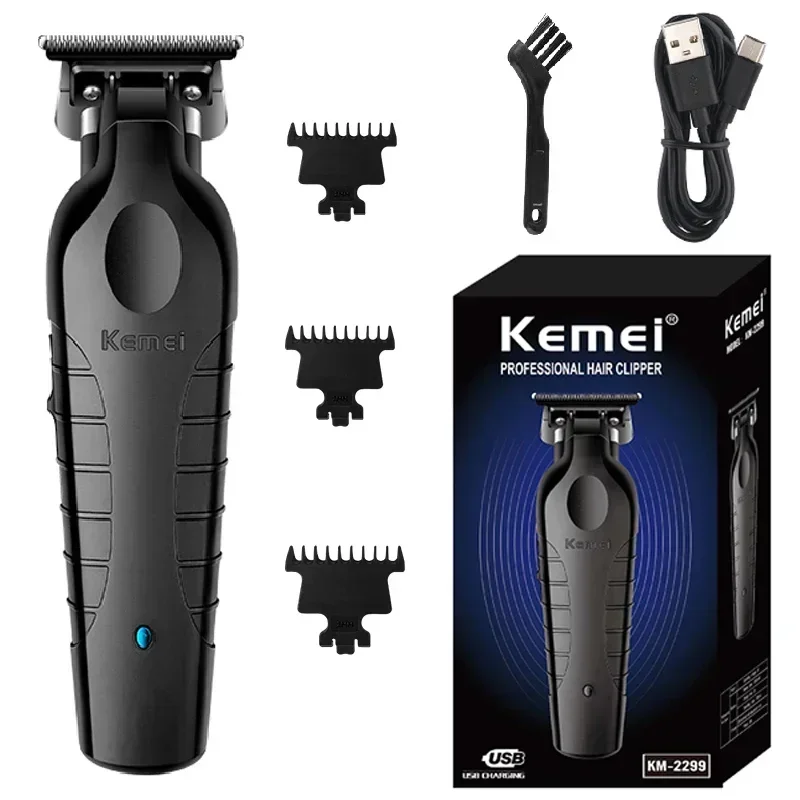 

Профессиональная электрическая бритва Kemei 2299 для мужчин, машинка для стрижки бороды, аккумуляторная машинка для стрижки волос, 0 мм