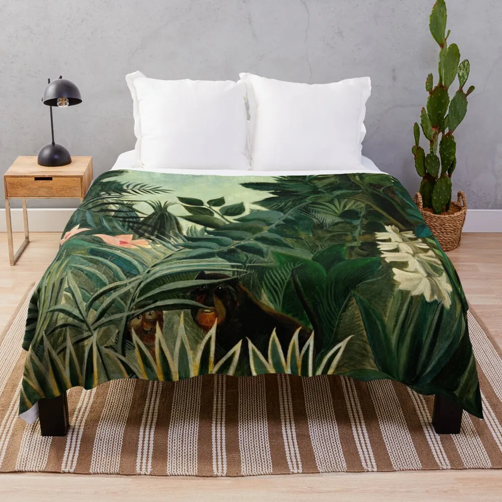 

The Equatorial Jungle - Henri Rousseau Throw Blanket Decorative Sofa Comforter Summer Beddings Soft Beds Blankets