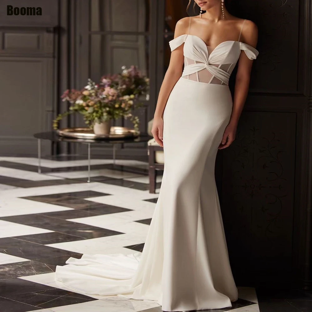 Booma Mermaid Wedding Dresses Spaghetti Straps Soft Satin Bride Dresses Off Shoulder Backless Modern Bridal Gowns
Booma Mermaid Wedding Dresses Spaghetti Straps Soft Satin Bride Dresses Off Shoulder Backless Modern Bridal Gowns