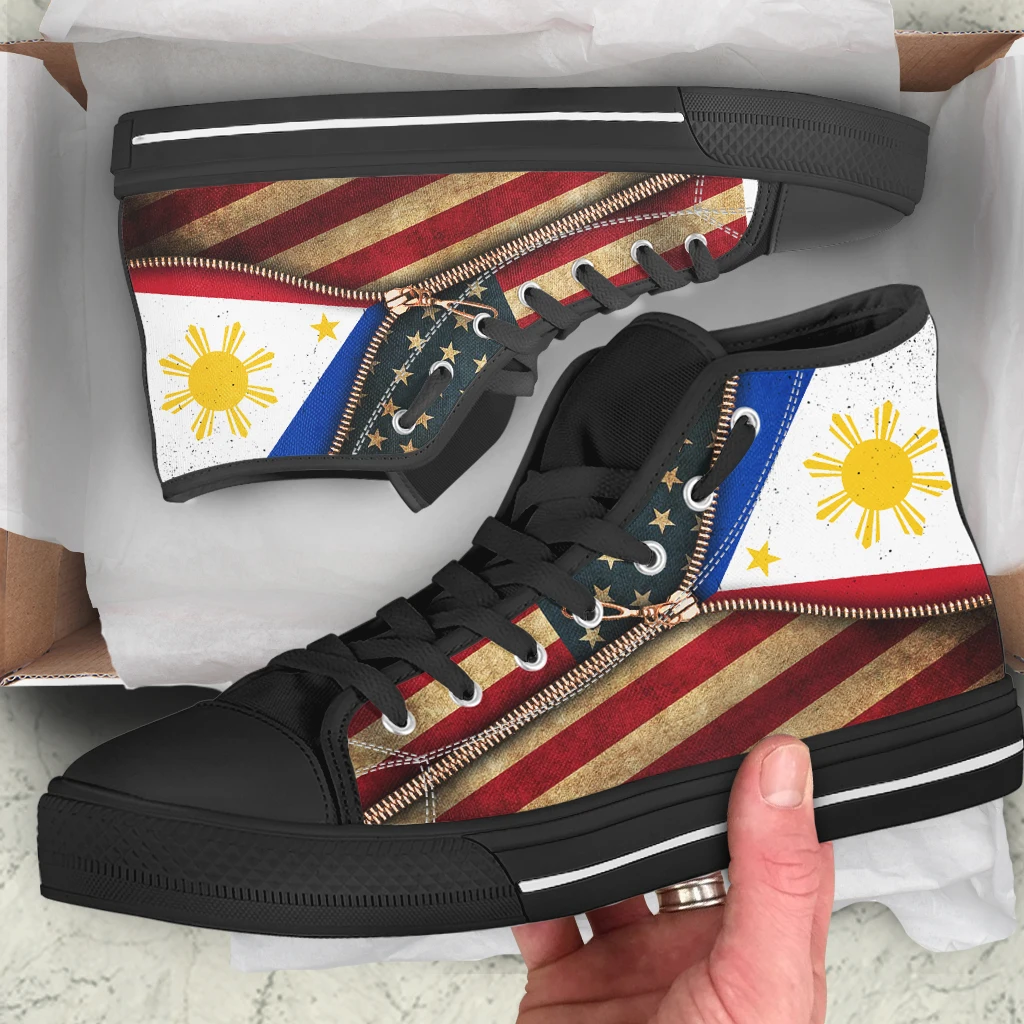 

Мужские легкие кеды INSTANTARTS, дизайнерские холщовые кроссовки с флагом Филиппин, на молнии, со шнуровкой, удобная повседневная обувь на плоской подошве