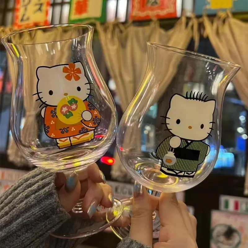 

Hello Kitty Daniel Couple Glass Cup Anime Caroon Hellokitty Cold Drink Juice Drink Glass Student High-Value Wine Beer Glass Gift
