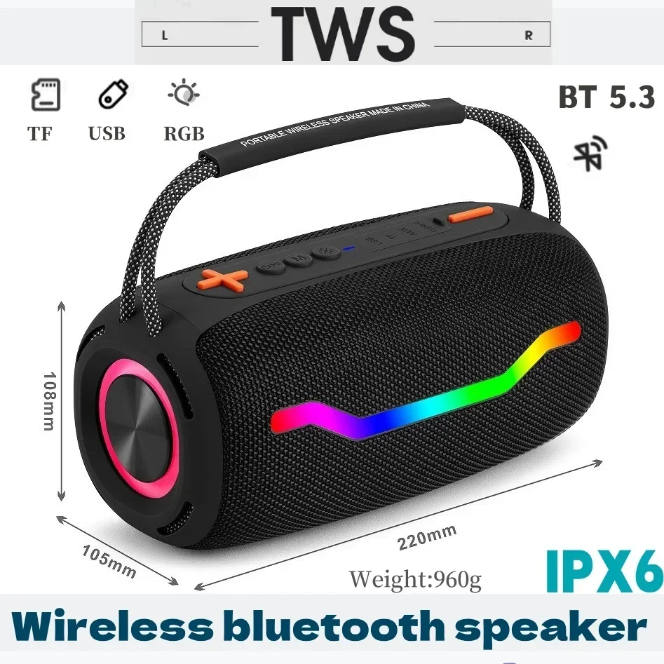 

BOOMBOX High Power Wireless Audifonos Bluetooth Speaker Outdoor Portable Music Center Waterproof Handheld Subwoofer With RGB TF