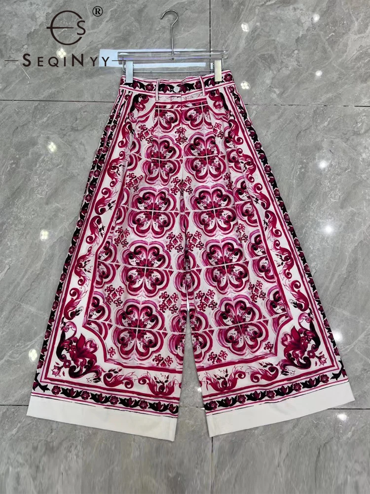 SEQINYY Sicily Loose Pants Summer Spring New Fashion Design Women Runway High Quality 100% Cotton Vintage Red Flowers Print
SEQINYY Sicily Loose Pants Summer Spring New Fashion Design Women Runway High Quality 100% Cotton Vintage Red Flowers Print