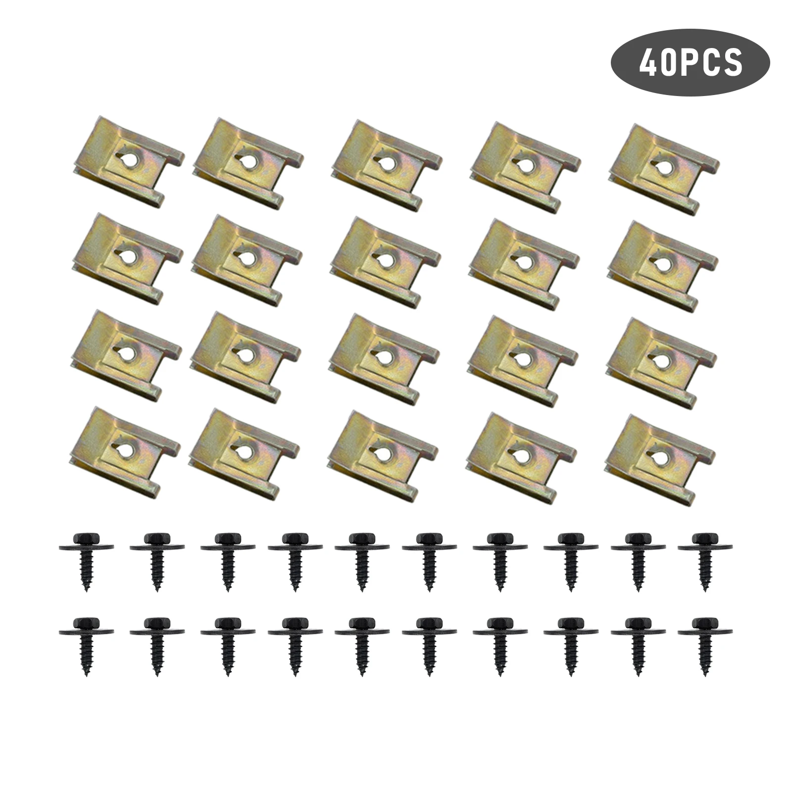 Screw And Nut Clip Kit 20 Sets Body Fender Screws Metal U Fastener Clips Hex Head Self Tapping Screws For Vehicle Interior Panel
Screw And Nut Clip Kit 20 Sets Body Fender Screws Metal U Fastener Clips Hex Head Self Tapping Screws For Vehicle Interior Panel