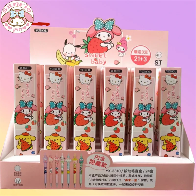 24pcs New Sanrio Cartoon Gel Pen Fruit Series Student Writing Stationery 0.5mm Black Cute Girl Heart Office Press Signature Pen
24pcs New Sanrio Cartoon Gel Pen Fruit Series Student Writing Stationery 0.5mm Black Cute Girl Heart Office Press Signature Pen
