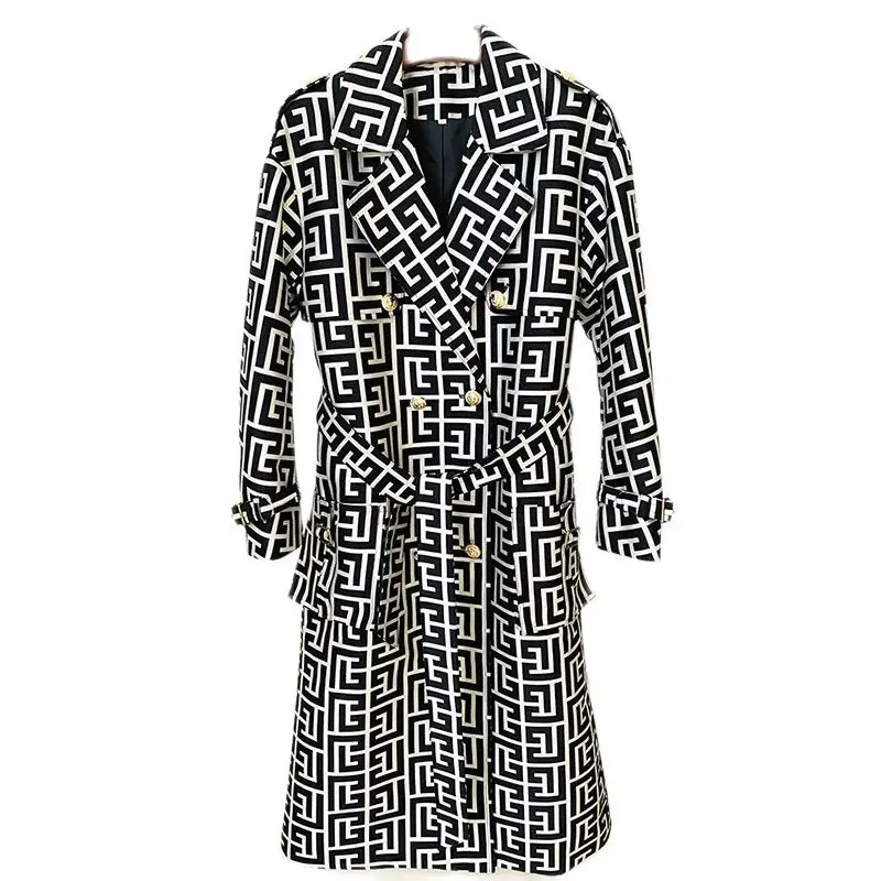 Geometric Plaid Metal Button Double Breasted Belt Extended Women Windbreaker Lady Streetwear Clothing.
Geometric Plaid Metal Button Double Breasted Belt Extended Women Windbreaker Lady Streetwear Clothing.