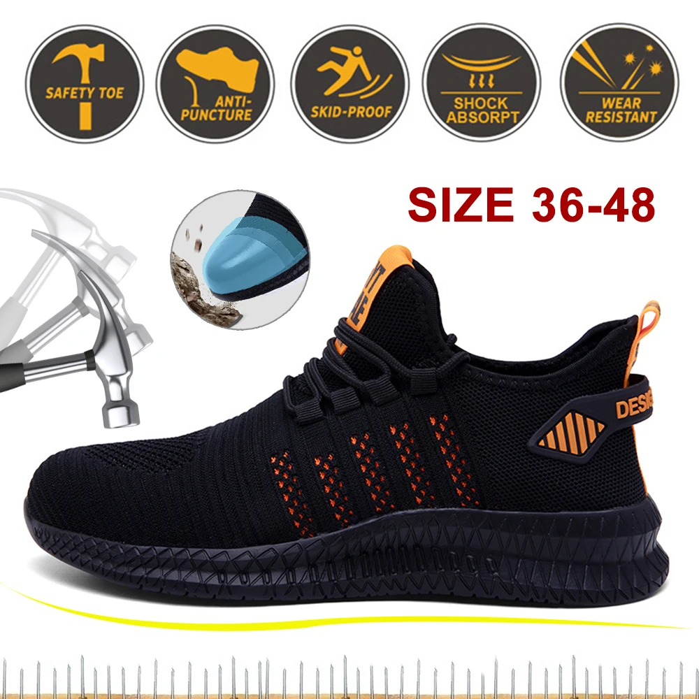 

Men's Breathable Lightweight Anti-steel Toe Labor Insurance Shoes Women's Summer Smash-proof Puncture-proof Safety Work Boots