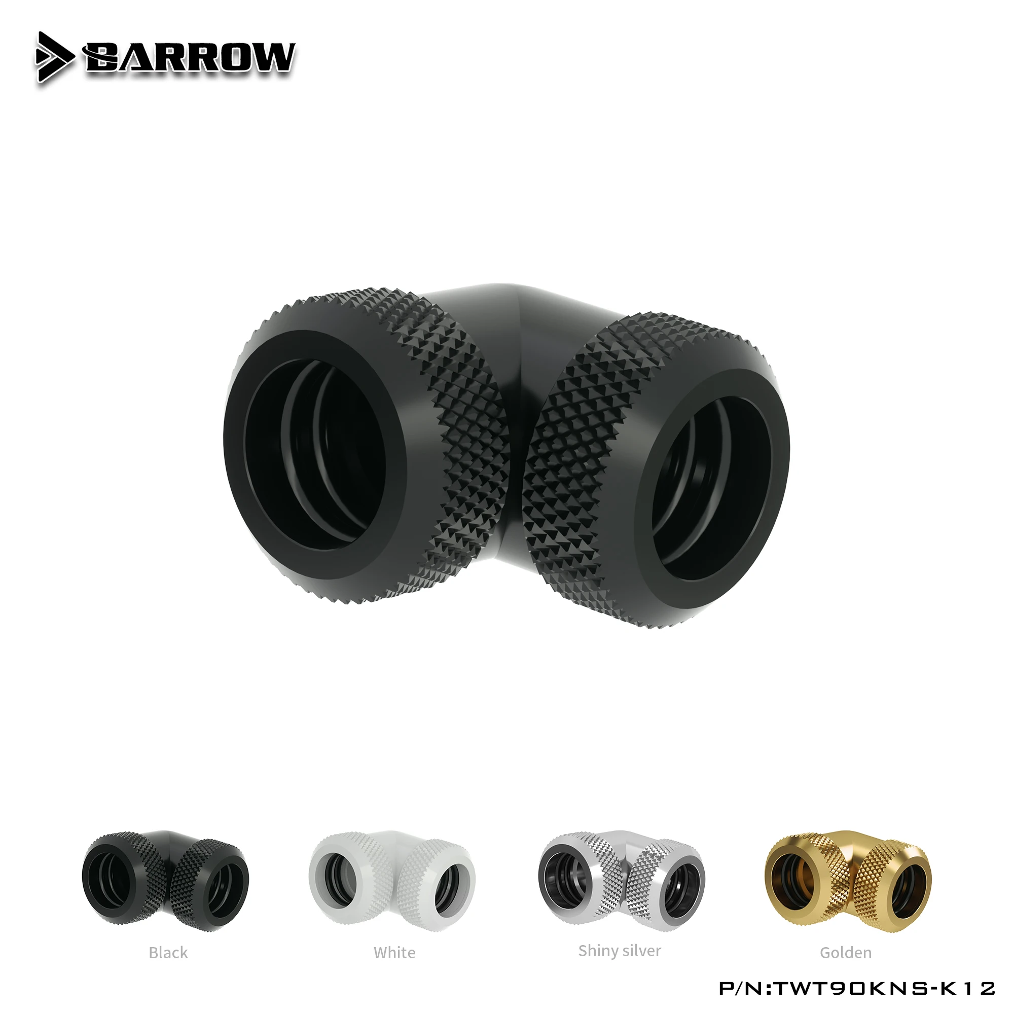 Barrow TWT90KNS-K12,Water Cooling Connector 90 Degree Hard Tube Fittings,G1/4 Adapters for Double OD 12mm Hard Tubes Connected
Barrow TWT90KNS-K12,Water Cooling Connector 90 Degree Hard Tube Fittings,G1/4 Adapters for Double OD 12mm Hard Tubes Connected