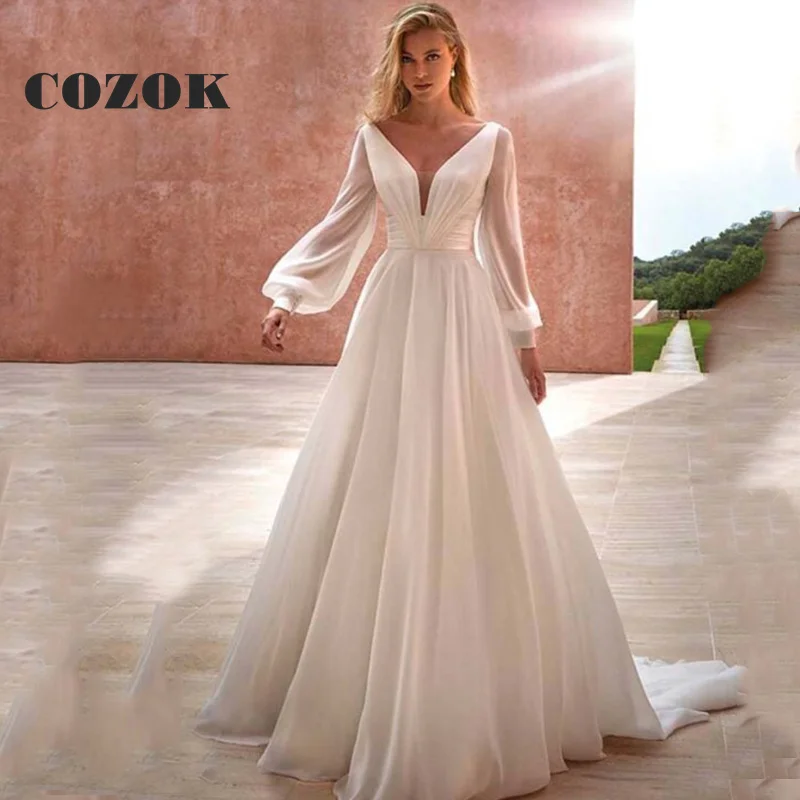 Simple V Neck Backlesses Wedding Dresses Long Sleeve Chiffon Floor-Length 2024 Bridal Gowns Vestidos De Novia Custom Z93Z
Simple V Neck Backlesses Wedding Dresses Long Sleeve Chiffon Floor-Length 2024 Bridal Gowns Vestidos De Novia Custom Z93Z
