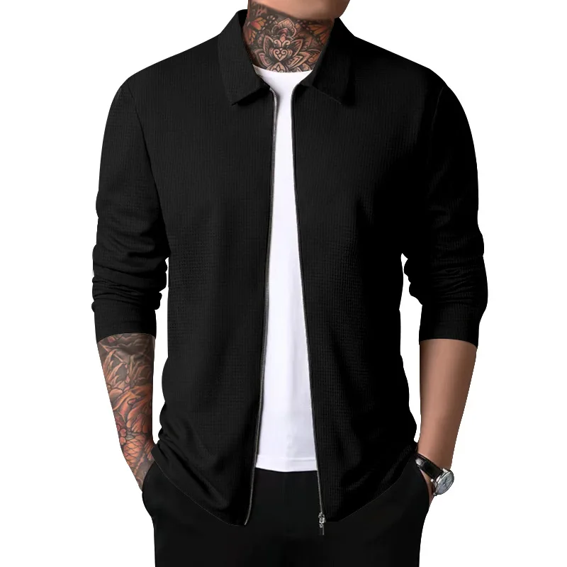 New Fashion Zipper Coat Casual Men's Long Sleeve Polo Collar Waffle Jacket Slim Fit Personalized Cardigan Men's Clothing 2023
New Fashion Zipper Coat Casual Men's Long Sleeve Polo Collar Waffle Jacket Slim Fit Personalized Cardigan Men's Clothing 2023