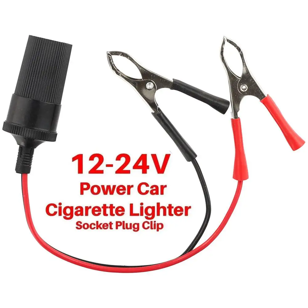 

1pcs 12V 24V Car High Power Pure Battery with Clip To Cigarette Lighter Female Socket 12V 24V Volt 220W Car Socket Plug