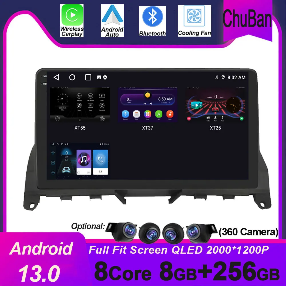 

For Mercedes Benz C Class 3 W204 S204 2006 - 2011 Android 13 Car Radio DSP RDS Multimedia Player ADAS Autoradio AHD BT No 2Din