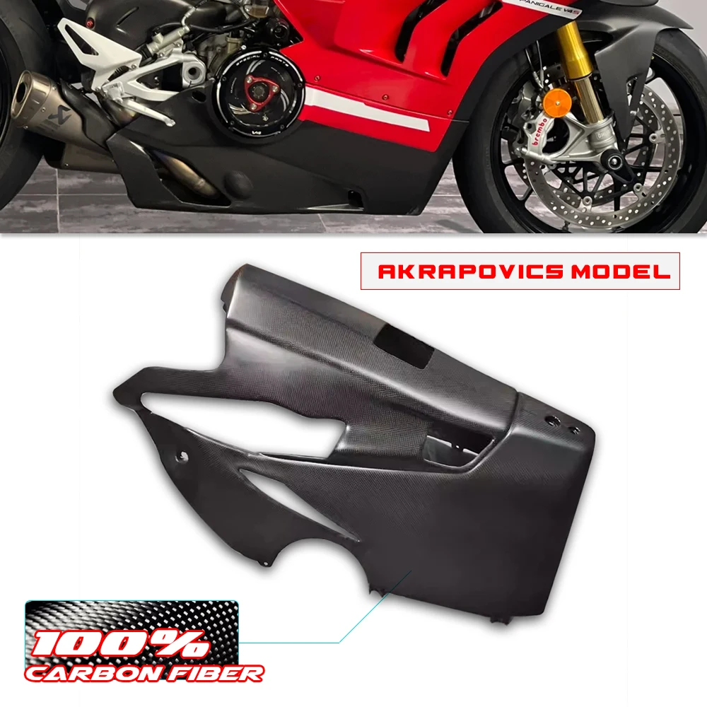 

100% Carbon Fiber Lower Belly Pan Fairing Panel One Piece Version Akrapovic Exhaust System for Ducati Panigale V4 R/S 2018-2021