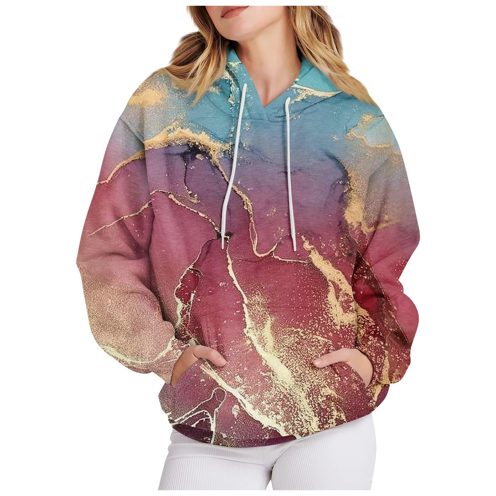 Women'S Casual Texture Print Long Sleeve Loose Drawstring Hooded Sweatshirt Top Y2k Hoodies Women Sweatshirt Streetwear Pullover 
Women'S Casual Texture Print Long Sleeve Loose Drawstring Hooded Sweatshirt Top Y2k Hoodies Women Sweatshirt Streetwear Pullover