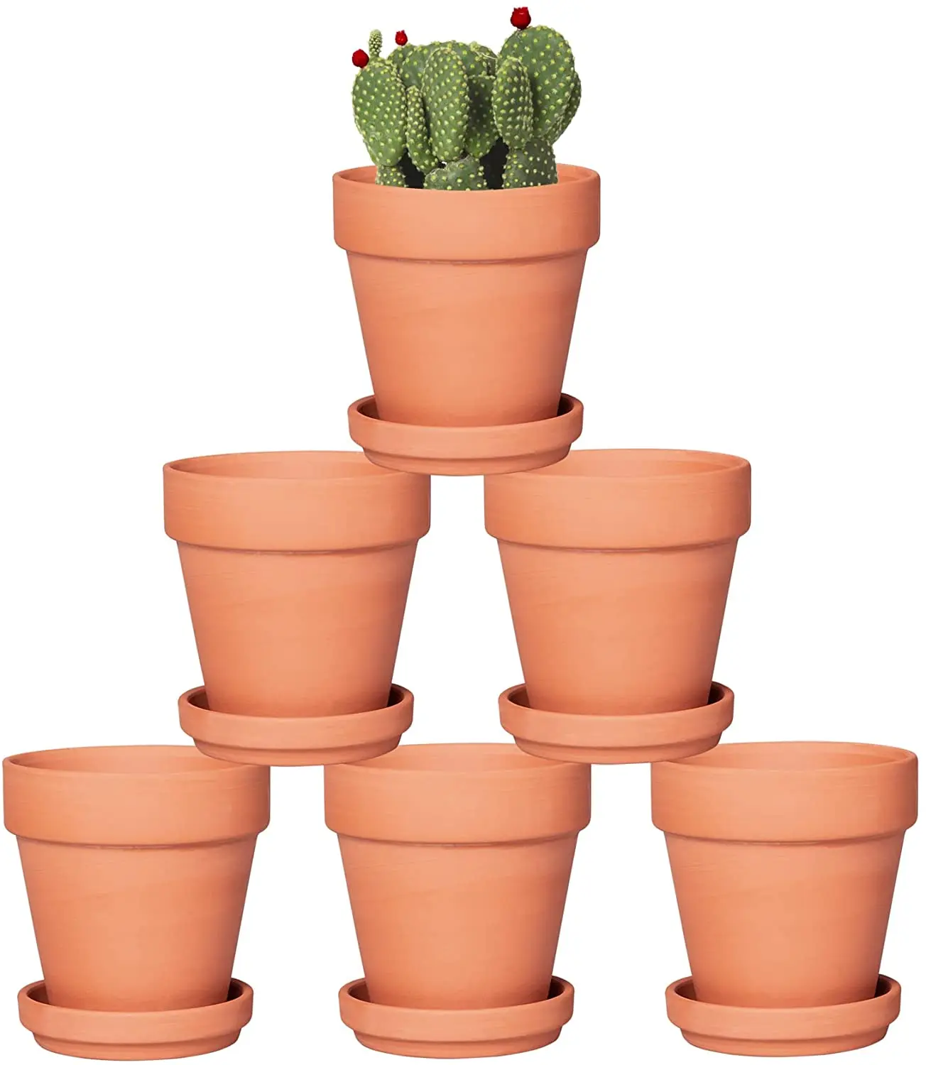 

6 Pcs 3.2'' Clay Pots with Saucer Pottery Planter Cactus Flower Pots Succulent Pot with Drainage Hole- Great for Plants,Crafts