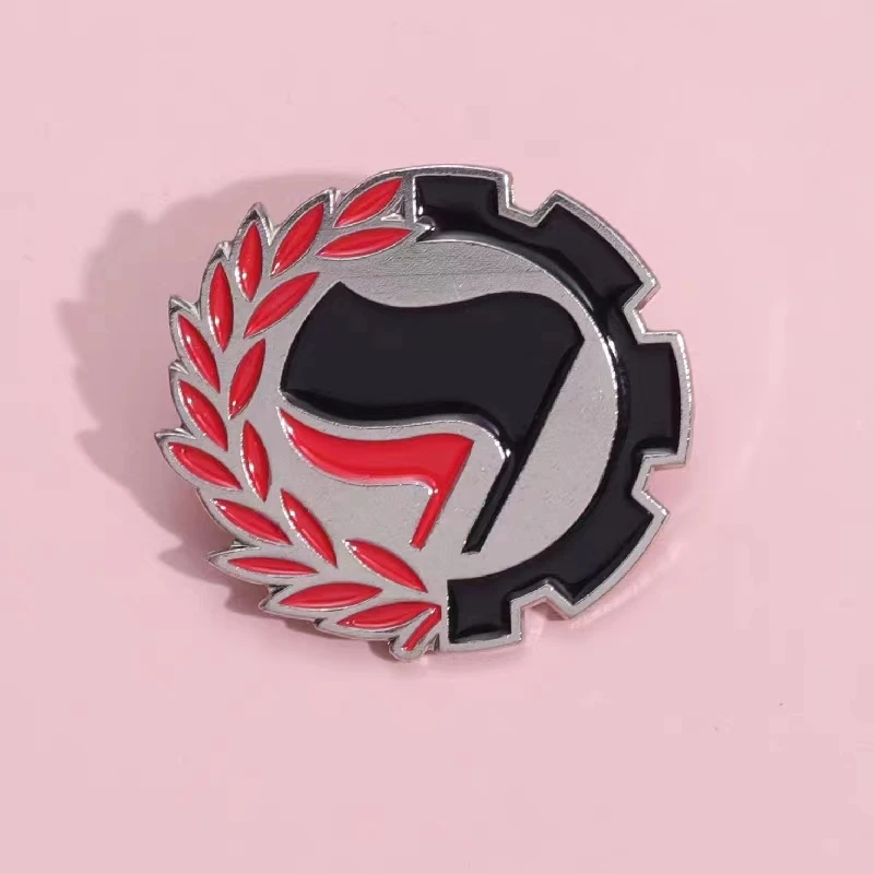 

Anti Fascista Enamel Pins Keep the Peace Black Red Flag Logo Brooches Lapel Backpack Metal Badges Jewelry Gift for Friends