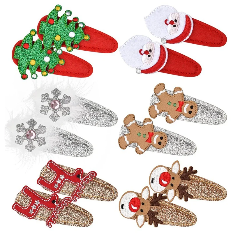 

DOME 12 Pieces Of Christmas Hair Clip Girl Christmas Hair Clip Cute Snowflake Reindeer Christmas Hat Hairpin(6 Patterns)