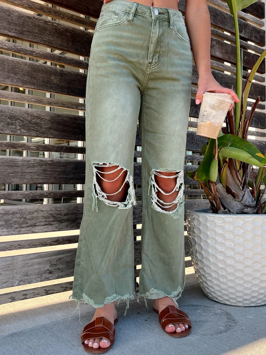 

Y2k Autumn Fashion Women's Bell Bottom Jeans Classic High Waisted Flared Jean Pants Ripped Jeans Casual Denim Pants Streetwear