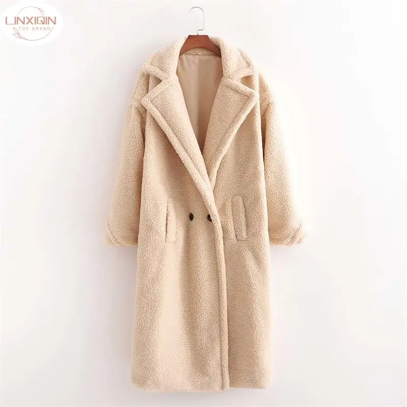 

LINXIQIN New Wool Blends Coat Women's Mid length Sheep Camel Coat, Various Colors