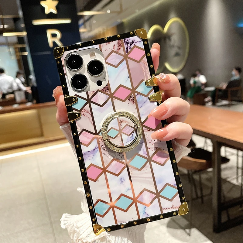

Luxury Diamond Case For Huawei Nova 2S 3 3i 3E 4 4E 5 i 5T 6 6SE 7 7i 9 8SE 8 Pro Geometric Candy Colors Phone Cover with stand