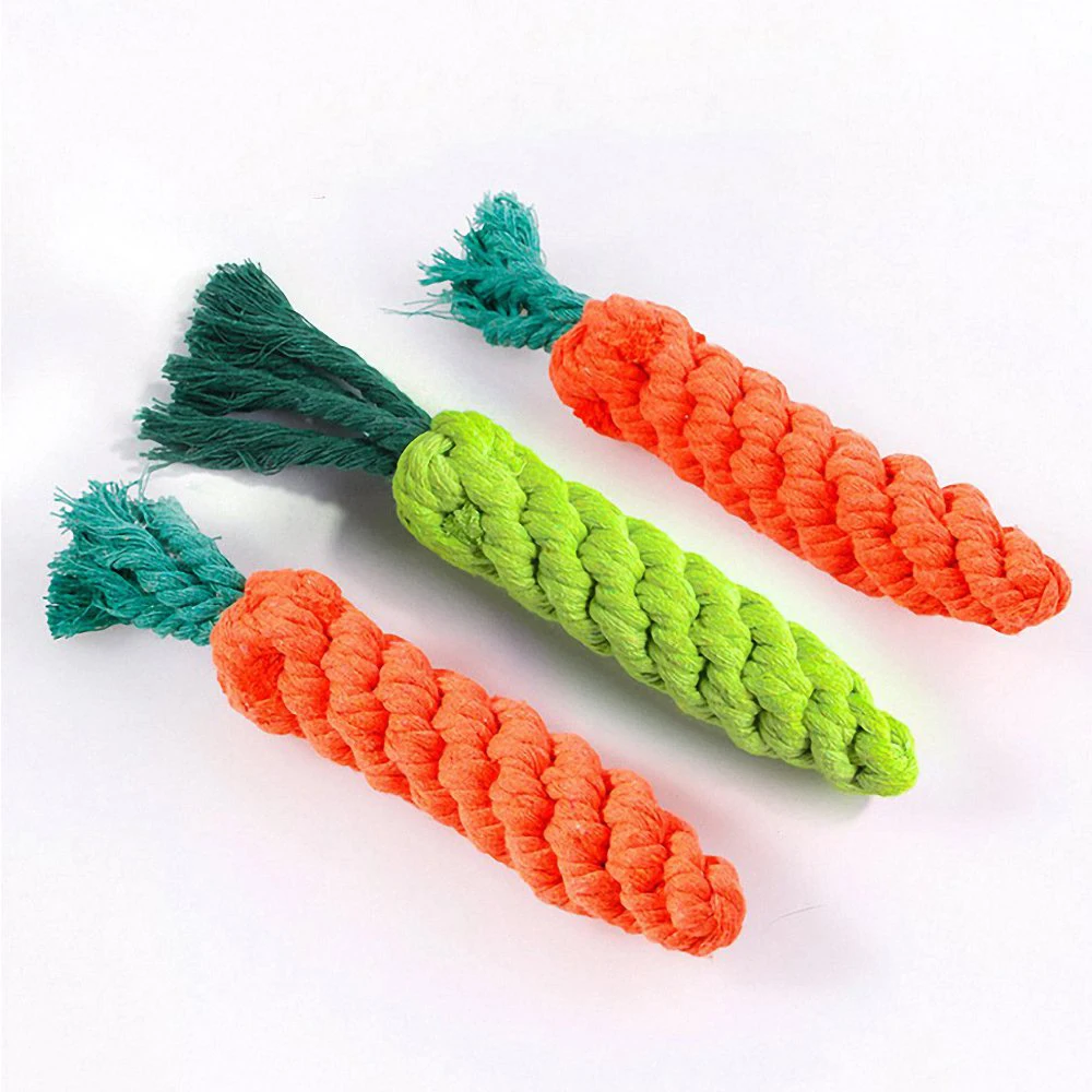 

24CM Pet Chew Toy Cotton Rope Knot Carrot Toy Pet Hand-woven Molar Toy Pet Dog Teeth Cleaning Training Supplies