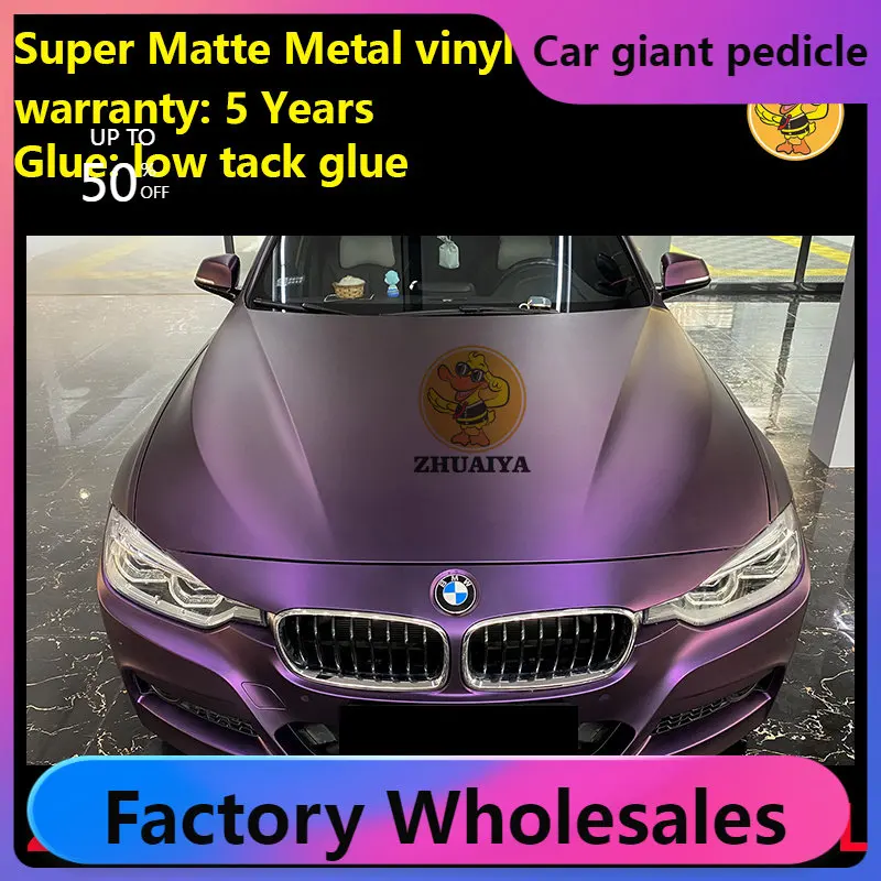 

Super matte metallic Pinot Noir Purpl Vinyl Wrap For Car Wrapping Covering Foil Air Bubble Free Low Tack Glue152*18M/Roll 5x59ft