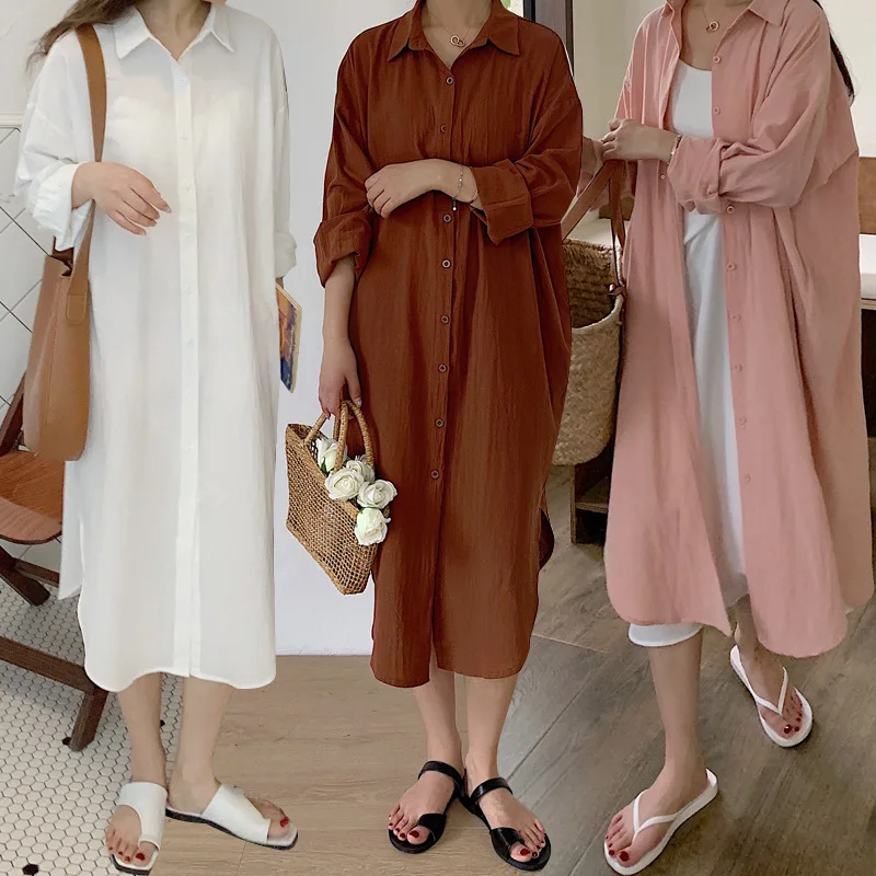 2023 new Long White Shirt Dress for Women Linen Cotton 2023 Spring Summer Casual Korean Clothing Vintage Oversized Midi Robe
2023 new Long White Shirt Dress for Women Linen Cotton 2023 Spring Summer Casual Korean Clothing Vintage Oversized Midi Robe