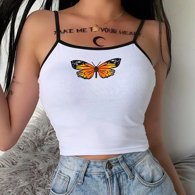 Woman Contrast Backless Slim Tank Tops Summer Sexy Butterfly Print White Crop Tops Clubwear Party Harajuku Sweet Girl Camisole
Woman Contrast Backless Slim Tank Tops Summer Sexy Butterfly Print White Crop Tops Clubwear Party Harajuku Sweet Girl Camisole
