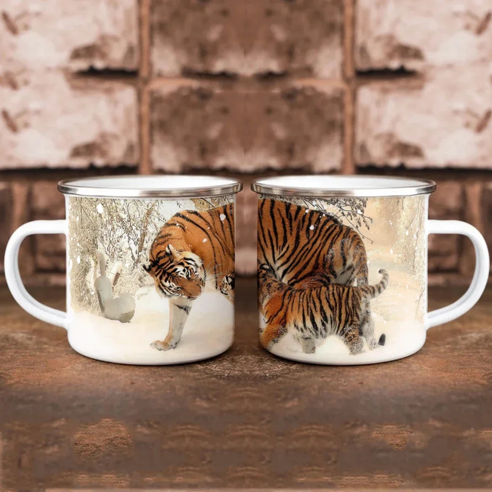 In the winter tiger mother and cubs Enamel Camping Mug 12oz Home Tea Cup, mother day Gift Mug
In the winter tiger mother and cubs Enamel Camping Mug 12oz Home Tea Cup, mother day Gift Mug