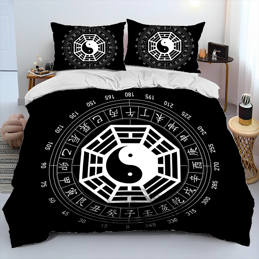 

3D Chinese Tai Chi Bagua Yin Yang Bedding Set,Duvet Cover Bed Set Quilt Cover Pillowcase,King Queen Size Bedding Set Adult Child