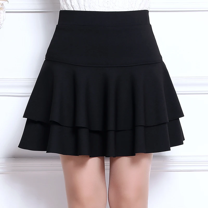 

6 Size High Waist Mini Skirt 2 Layers Ruffle Womens Summer 2023 Lined Short Saia A Line Female Vintage Pleated Mini Cake Skirts