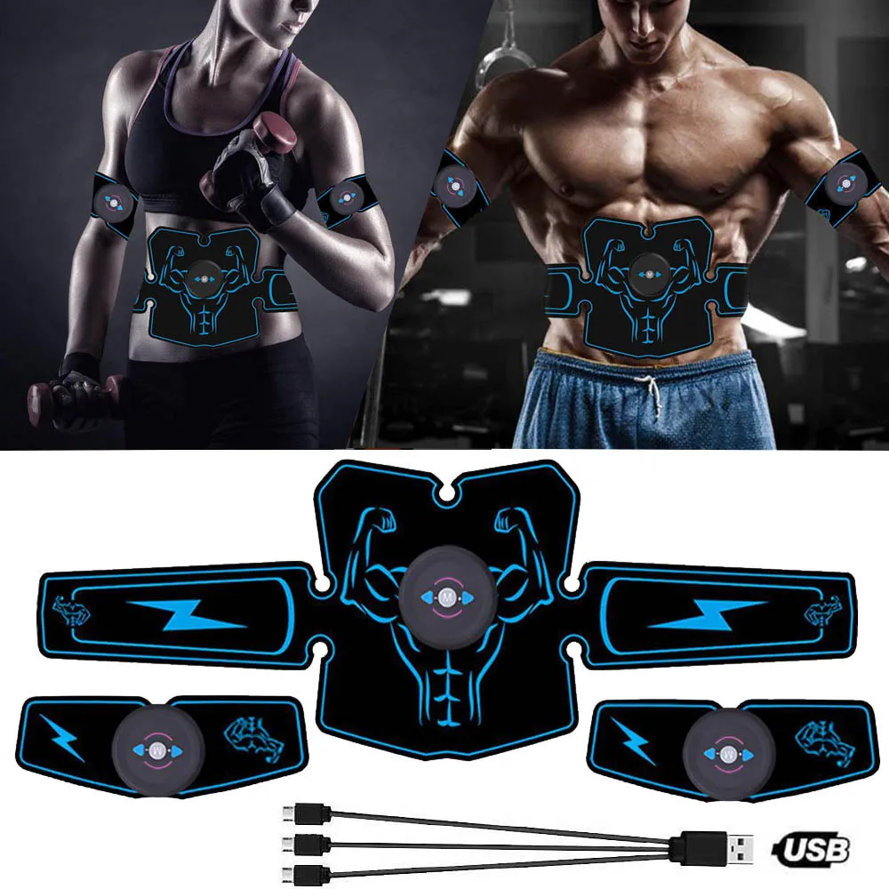 

ABS Stimulator Muscle Toner Abdominal Toning Belt Electrostimulation EMS Training Home Office Fitness Equipment USB Charging