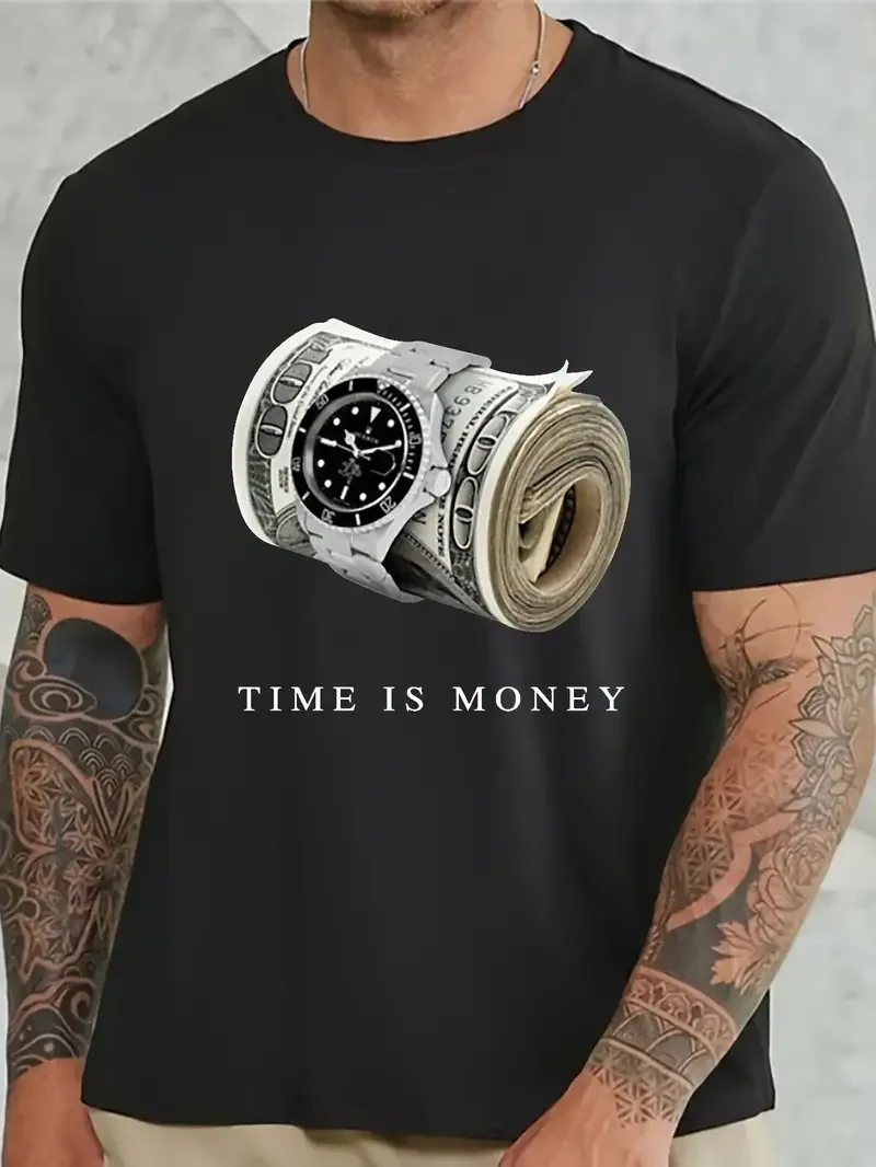 Men's Watch and Money Graphic Print T-Shirt for Summer Oversized Loose Hip Hop T Shirt Street Trend Retro Tops Cotton Tees
Men's Watch and Money Graphic Print T-Shirt for Summer Oversized Loose Hip Hop T Shirt Street Trend Retro Tops Cotton Tees