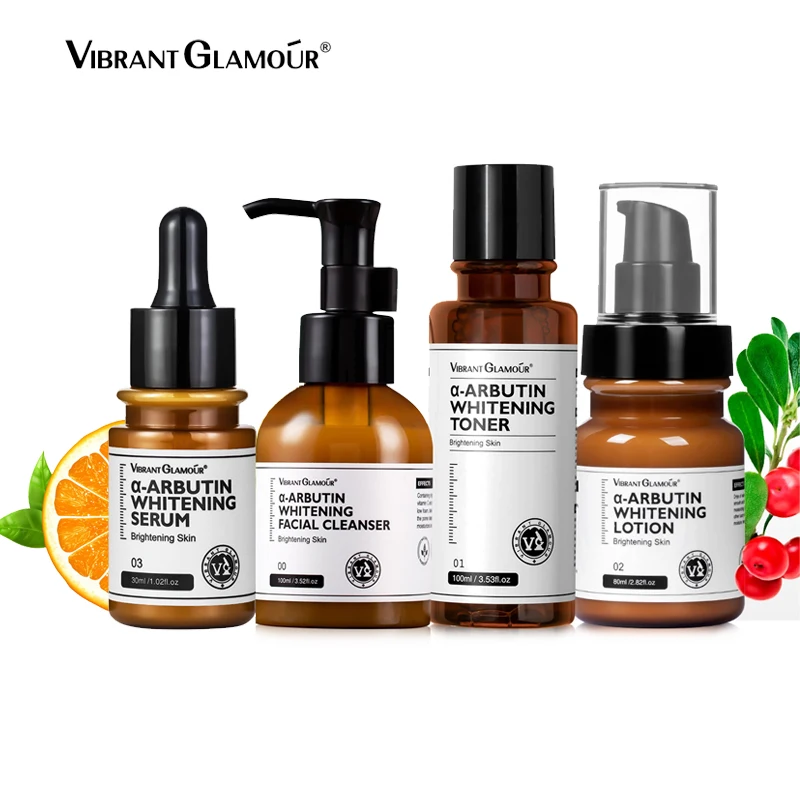 

VIBRANT GLAMOUR α-Arbutin Sets Face Cleanser+ Toner+Lotion+ Face Serum Bleaching 4pcs