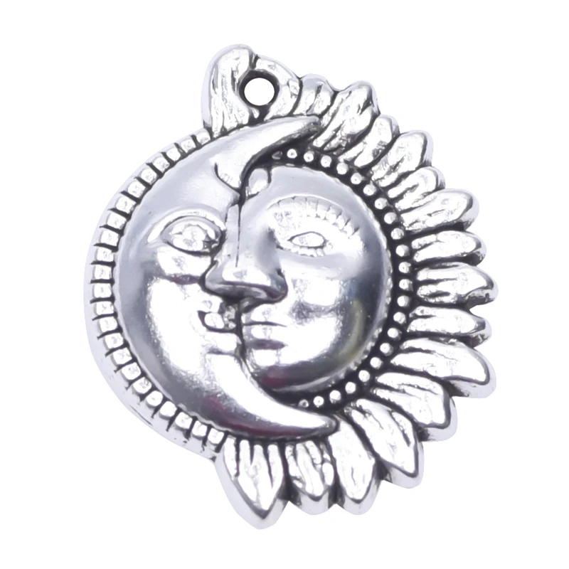 

15pcs/Lot Fashion Silver Color Sun Moon Round Charms Alloy Pendant For Necklace Earrings Bracelet Jewelry Making Diy Accessories