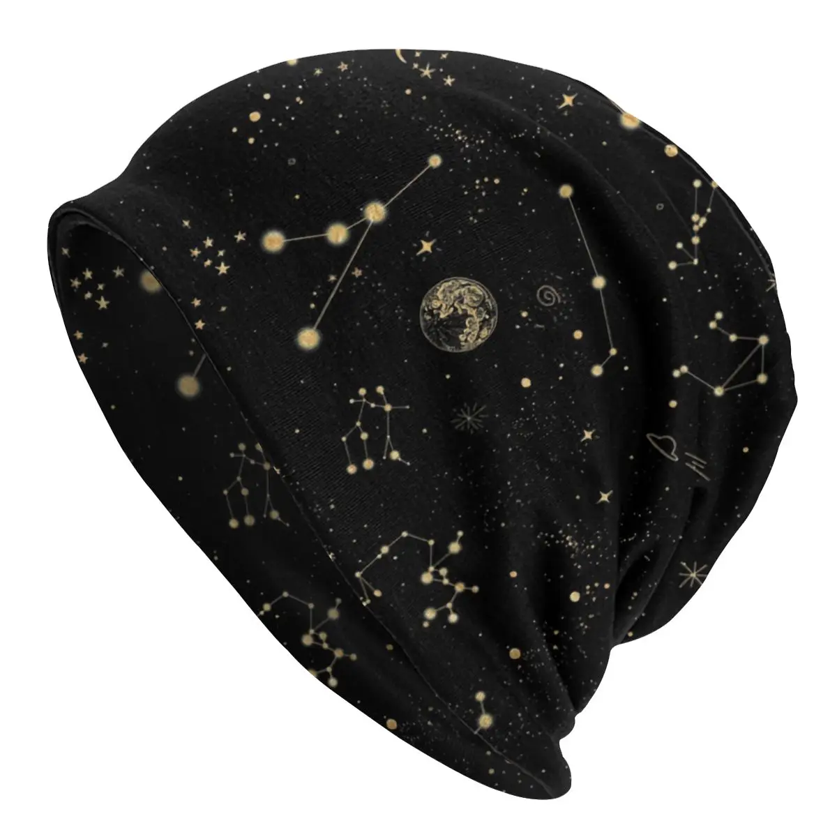 Фото Зимняя теплая шапка унисекс мужские вязаные шапки модная облегающая в Галактику