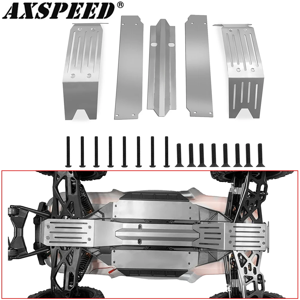 AXSPEED Stainless Steel Chassis Armor Skid Plate Guard Protect Set for 1/5 X-MAXX Xmaxx RC Buggy Truck Upgrade Parts
AXSPEED Stainless Steel Chassis Armor Skid Plate Guard Protect Set for 1/5 X-MAXX Xmaxx RC Buggy Truck Upgrade Parts
