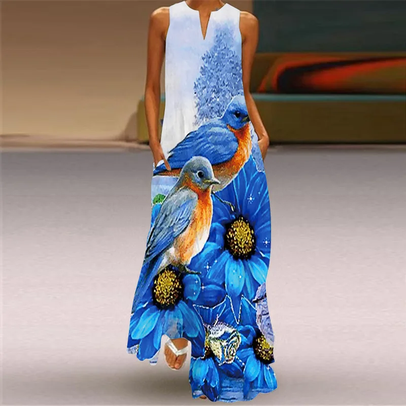 2023 Summer New Vintage Long Dresses For Women Causual Loose V-Neck Animal Print Sexy Sleeveless Dress Vestido Mujer Elegant 
2023 Summer New Vintage Long Dresses For Women Causual Loose V-Neck Animal Print Sexy Sleeveless Dress Vestido Mujer Elegant