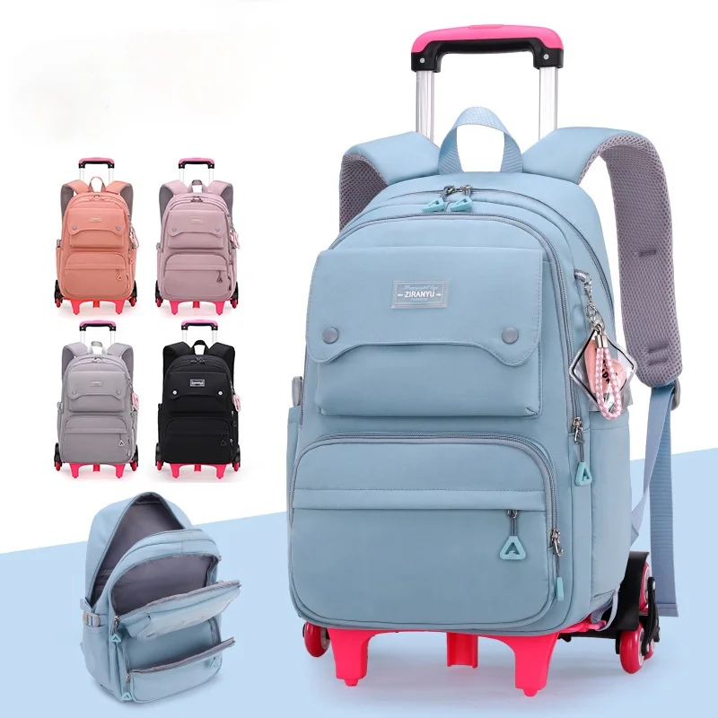 

Детские школьные сумки на колесиках для девочек, рюкзак на колесиках для принцесс, Детские портфели