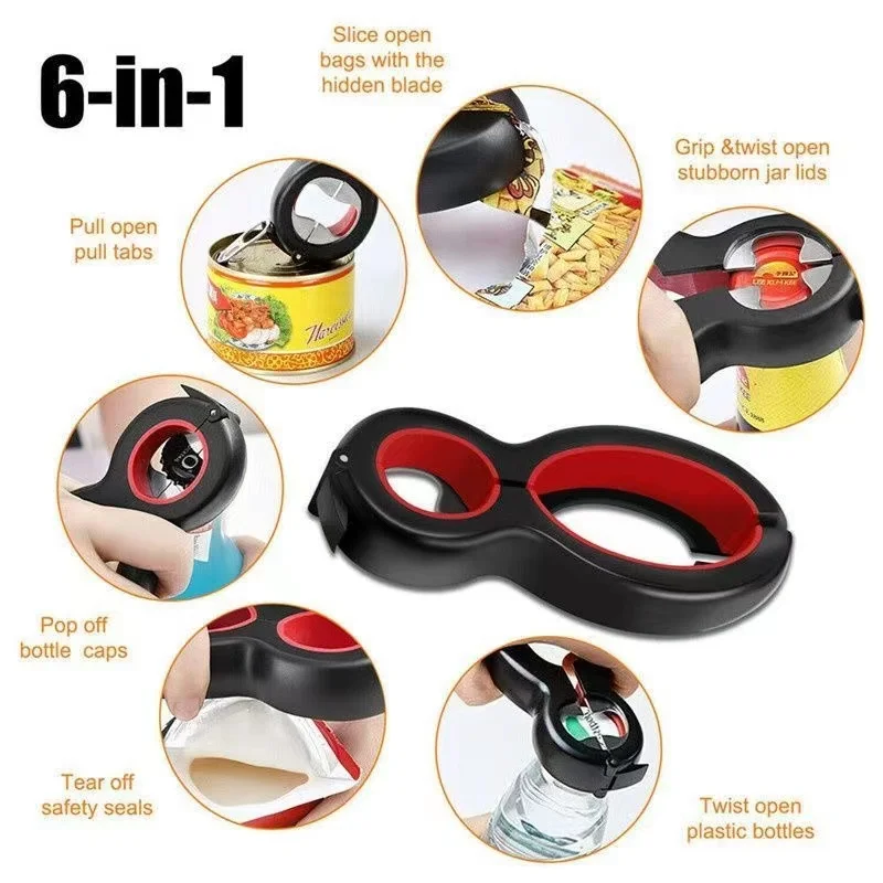6-in-1 Multifunctional Bottle Opener Portable Lid Opener Non-slip Tear Film Opener 8-shaped Can Opener Bar Kitchen Tools
6-in-1 Multifunctional Bottle Opener Portable Lid Opener Non-slip Tear Film Opener 8-shaped Can Opener Bar Kitchen Tools