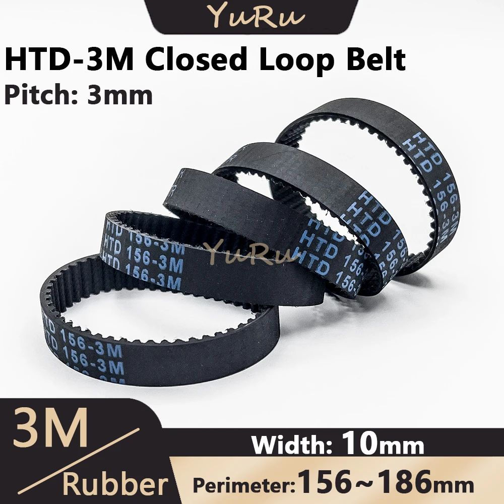 

HTD-3M Timing Belt Width 10mm Rubber Closed Loop Length 156 159 162 165 168 171 174 177 180 183 186mm HTD3M Synchronous Belt 3M