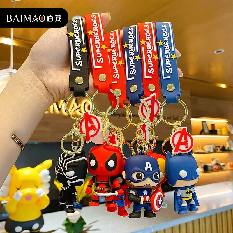 

Superhero Captain America Spiderman Iron Man Keychain Avengers Handmade Figurine Pendant Gift Cartoon