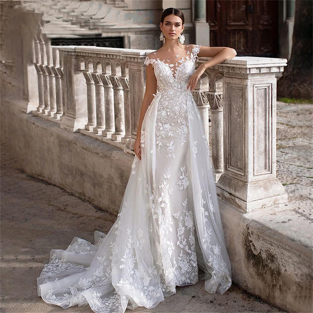 Aviana Slleves Wedding Dress Appliques Mermaid Bridal Gown With Detachable Train Over Skirt Lace Wedding Gowns Vestido Novia
Aviana Slleves Wedding Dress Appliques Mermaid Bridal Gown With Detachable Train Over Skirt Lace Wedding Gowns Vestido Novia