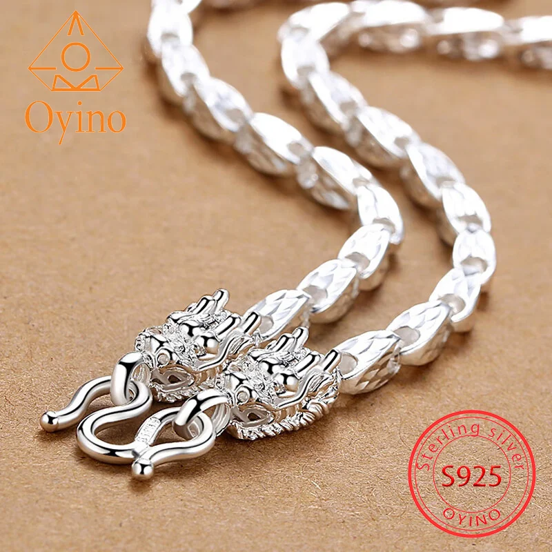 

Oyino NEW Sterling silver S999 dragon men's necklace domineering personality silver without pendant